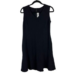 St. John Collection Black Knit V-Neck Sleeveless Fit & Flare Dress Size 8